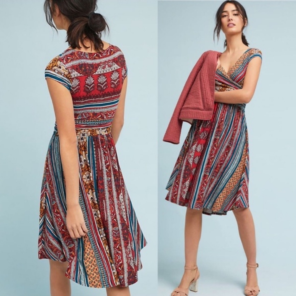 Rare! Maeve Tamera Faux Wrap Dress Sz Small